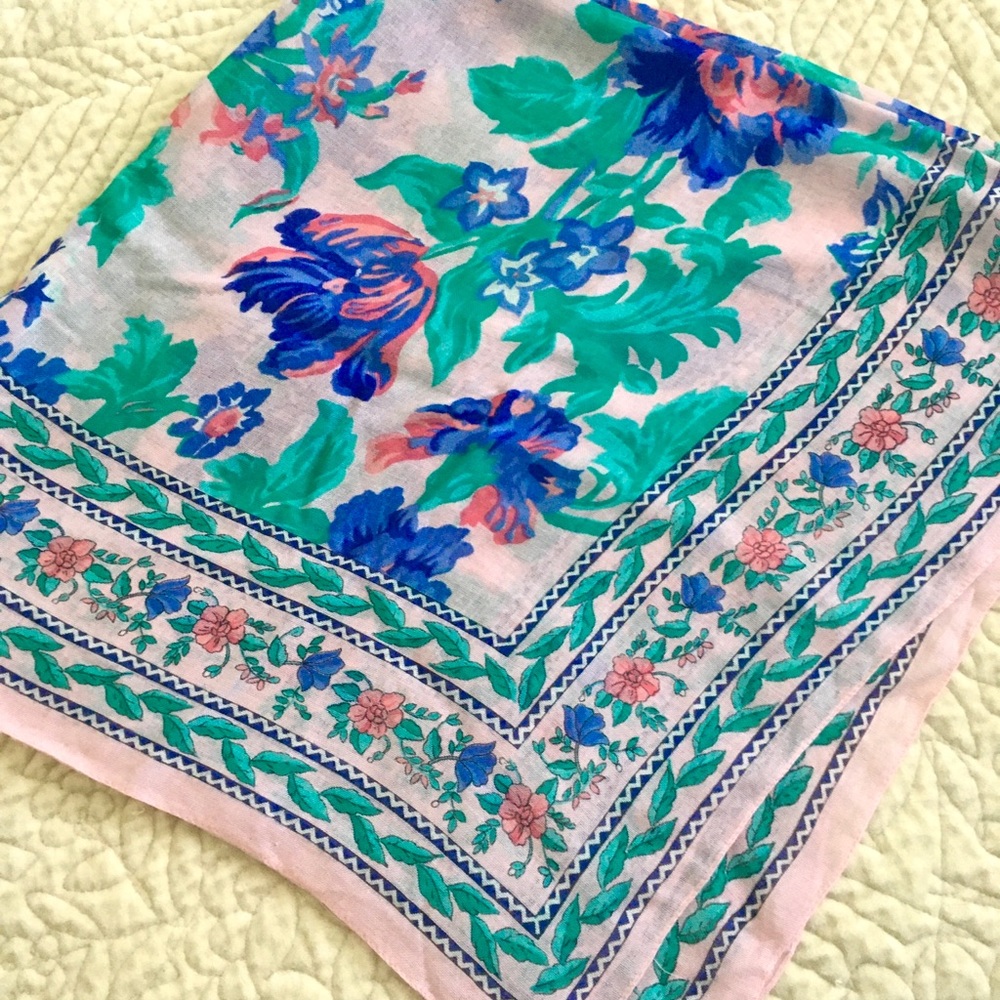 Express Italy Pink Green Floral Scarf